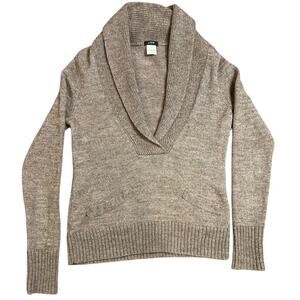 J. CREW Heather Brown Fisherman Alpaca Merino Wool Blend Sweater Women's Small
